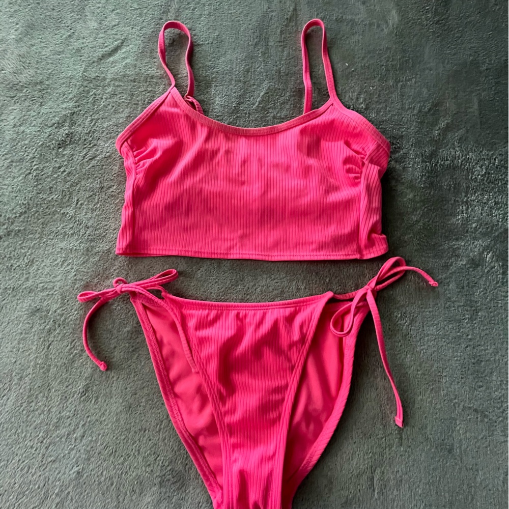 Pink Swimsuit Womans Stripped